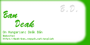 ban deak business card